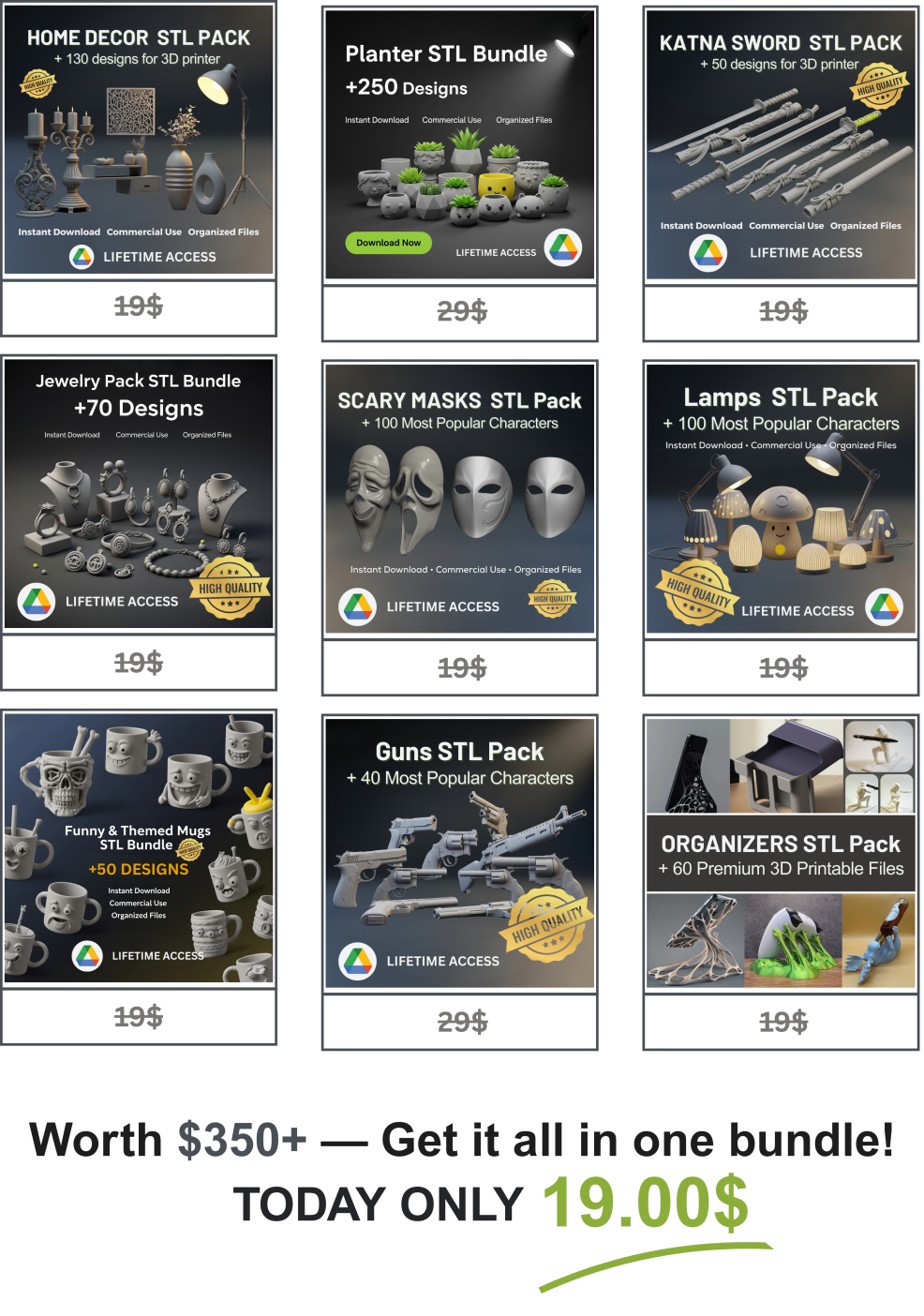 Popular categories and organized STL folders — right